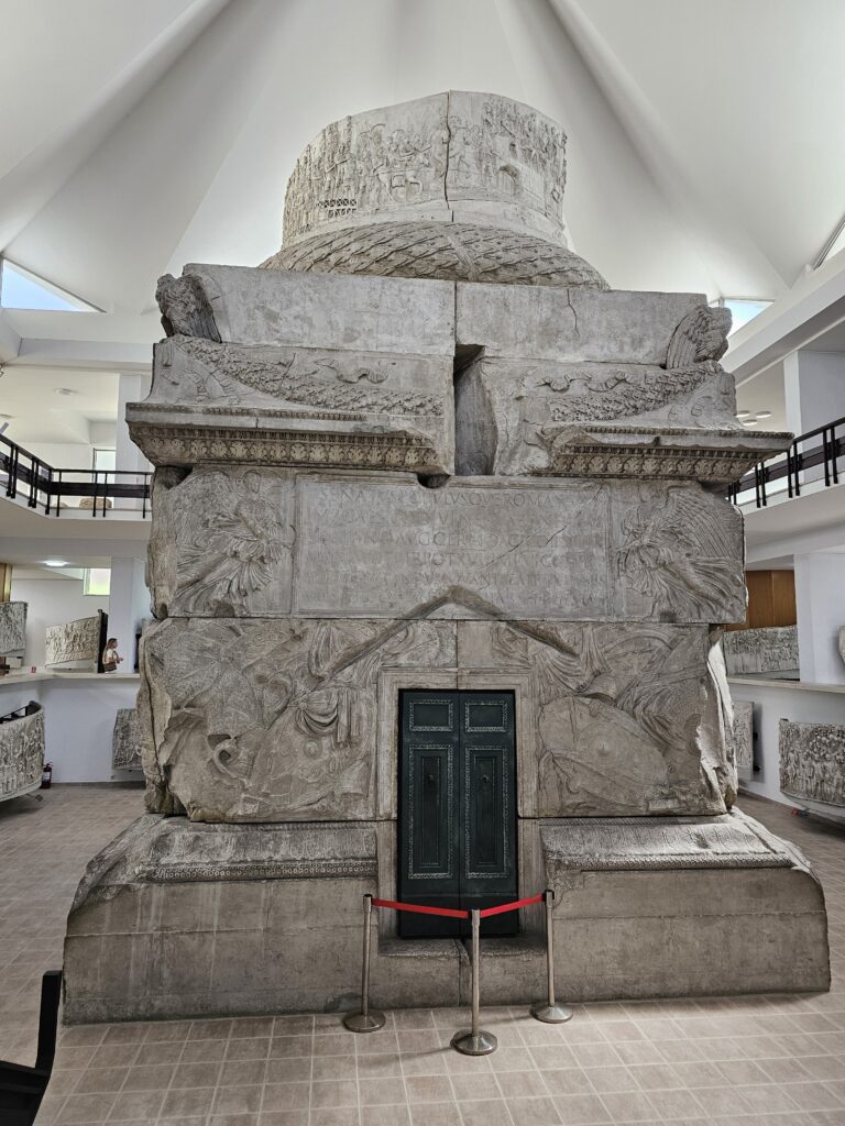 Life-size plaster cast replica of the base and lower portion of Trajan’s Column inside the National Museum of Romanian History. These intricate Roman bas-relief carvings were Commissioned by Roman Emperor Trajan and completed in AD 113. Many roman ruins can be found in Romania.