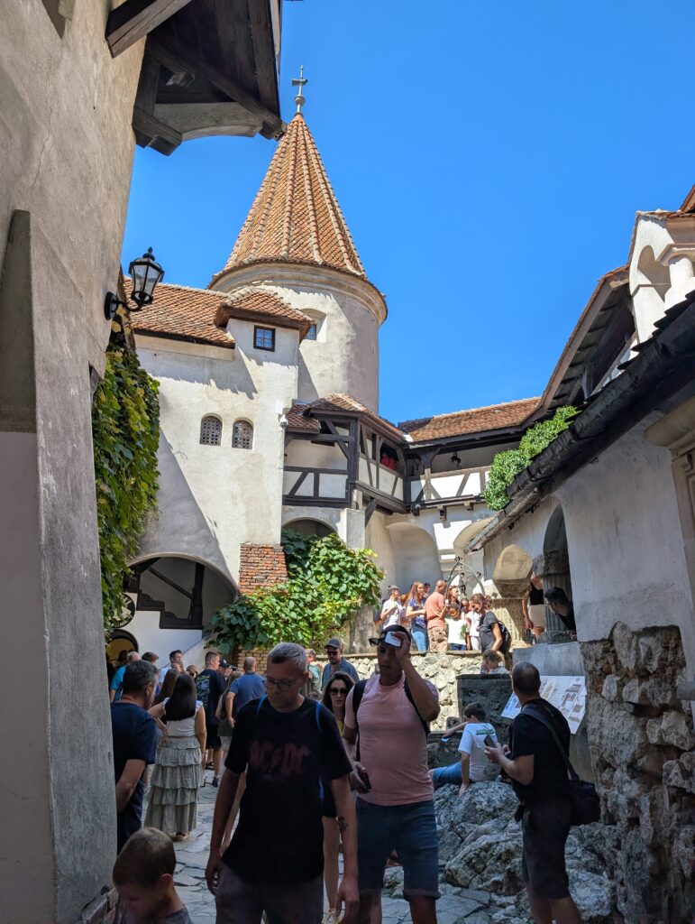 The crowds in the interior courtyard give you a good idea of just how popular Bran Castle is. It was definitely a busy day, but the castle was still fascinating to explore.
